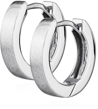 NKlaus silver par 925 sterlingsilver fällbara kreoler matt glänsande 13 x 3 mm anlöpningsskydd 4786