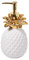 SKL Home Dispensador de jabón, gres, Blanco/Dorado, 7.96 x 3.76 x 3.76 Pulgadas