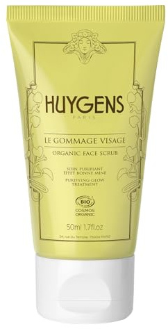 HUYGENS - Face Scrub - Organic Certified - Healthy Glow & Anti-Blemish - 50mL - For Purified Skin and a Glowy Complexion - 99% Natural - Vegan - Made in France