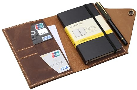 Vollnarbenleder Hülle Vintage Für Moleskine Pocket 9x14 Mit Kartenfach | Vollnarbenleder, Vintage Stil, Handgenäht, Für Moleskine Pocket 9x14 cm, Kartenfächer, Stiftschlaufe, Gravur Möglich