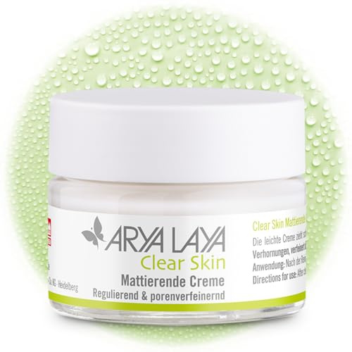 ARYA LAYA Clear Skin Mattierende Creme, 50 ml | Talg-regulierende und porenverfeinernde Gesichts-Creme, ideal bei fettiger & öliger Haut, unreiner Mischhaut & Spätakne