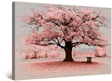Startonight Quadro su Tela Albero e Foglie - Grandi Quadri Moderni Paesaggio - Stampe Grande per Soggiorno Stampe Incorniciate 80x120 cm, Decorazione Parete, Idea Regalo Elegante Luminoso al Buio