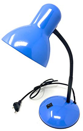 Vetrineinrete® Lampada da scrivania con braccio flessibile snodabile luce lume da tavolo orientabile da cameretta (Blu) M62