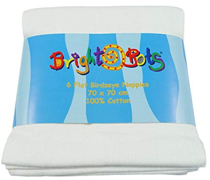 Bright Bots Baby-Spucktücher, saugfähiges Sabbertuch, Wischtuch, weiche 100 % reine Baumwolle, groß, 70 cm quadratisch, Birdseye-Stoff, 6 Stück (70 x 70) (weiß)