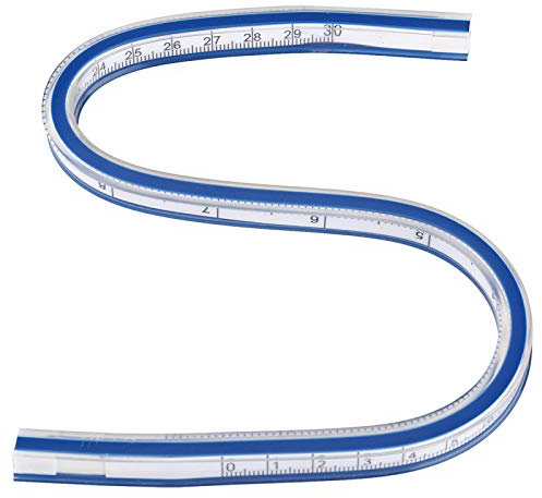 Kuuleyn Flexibles Kurvenlineal, biegbares technisches Messwerkzeug aus weichem Kunststoff Blau-Weiß-Zeichenwerkzeuge zum Zeichnen von Grafiken Bekleidungsdesign Alle Arten von Malerei(30cm)