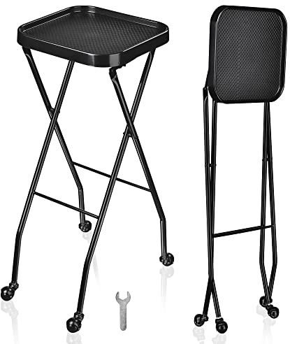 Foldable Salon Beauty Tray with Swivel Casters Salon Trolley Cart Tool Organizer