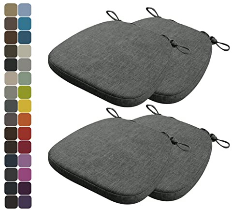 Kimgull 4er Set Stuhlkissen mit Bändern Bequeme Waschbare Rutschfestes Sitzkissen Ideal für zu Hause und Gartendekoration, viele Farben und Größen zur Auswahl (43x42x5CM Dunkelgrau)