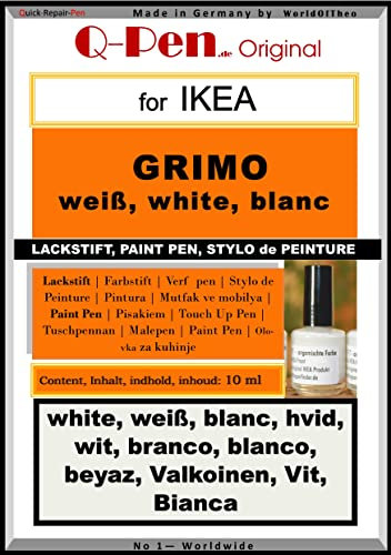 Q-Pen Ausbesserungsfarbe passend für Ikea GRIMO weiß - white - blanc