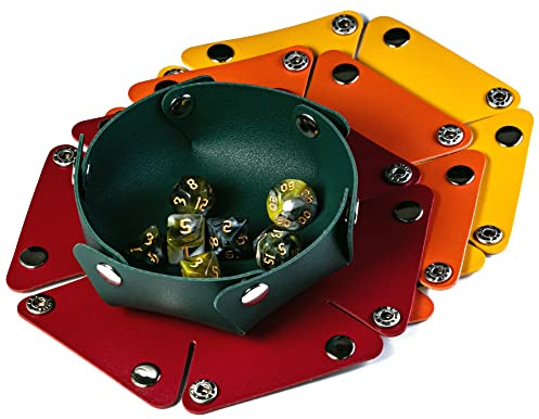 KSNDie 4-Pieces Dice Case & Storage Box PU Leather Folding Dice Holder
