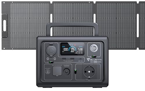 BLUETTI Solar Generator EB3A mit 100W Solarpanel, 268Wh Tragbare Powerstation mit 600W (1200W Peak) AC Ausgängen, LiFePO4 Batterie Backup für Outdoor Camping, Reise, Stromausfall