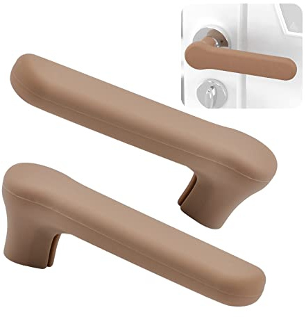 UFURMATE Türgriffabdeckungen, 2 Stück braune Türknaufabdeckungen aus Silikon, Türgriff-Handschuh-Abdeckungen, antistatisch, Sicherheits-Türknaufschutz für flache quadratische Türhebel 150 × 45 mm