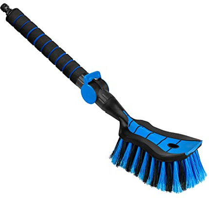 Tom PaR Autowaschbürste Lux 54 cm, Wasseranschluss - Blau | Absperrventil am Griff, Tropfschutz und gummierter Kopf gegen Insektenreste – für die gründliche Handwäsche