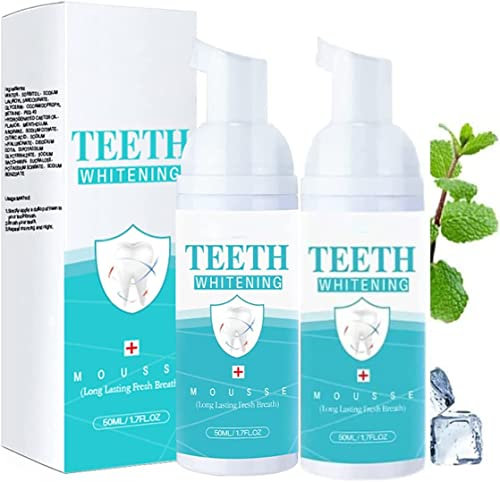 Teeth Mouthwash, Kräuteraufhellender Oraler Reparaturschaum Weiße Zähne-Preventing Caries, 50ml Teethaid Mundwasser, Teeth Whitening Foam Toothpaste, Zahngesundheit Mundpflege(2PCS)