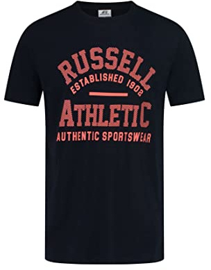 Russell Athletic Script-s/S Crewneck tee Shirt Camiseta, Navy, M para Hombre