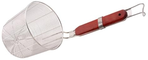 HEMOTON Colador De Acero Inoxidable Mango De Madera y Malla De Alambre Para Pasta Fideos y Albóndigas Cesta Para Pasta Colador Para Dumplings