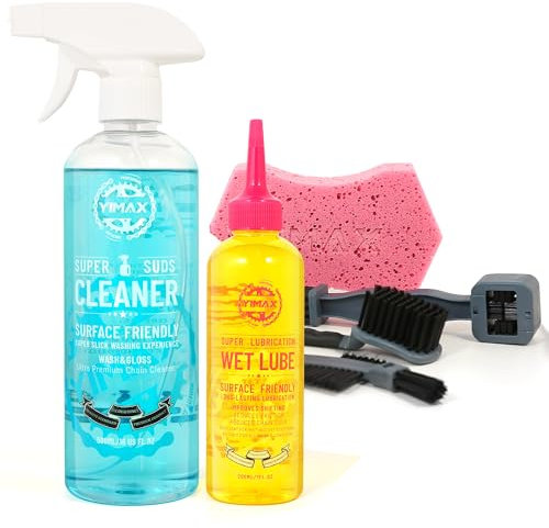 Bike Cleaner, 500ML - Fast-Action, Biodegradable Bicycle Cleaning Spray 120ml Chain Lube Brushes And Sponge 8 In 1 Bicycle Cleaning Kit Safe on All Surfaces and Suitable for All Types of Bike.