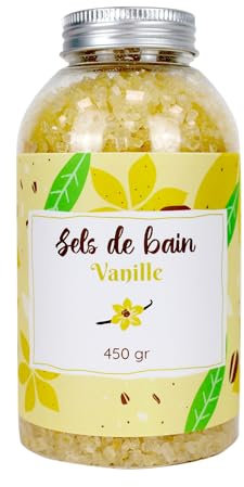 Sali da bagno alla vaniglia, 450 g, rilassante, spa a casa, cura del corpo, sali da bagno rilassanti muscolari naturali, bene – per adulti e bambini – francese trendy