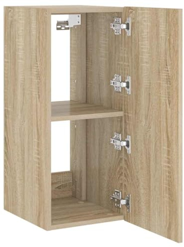 vidaXL Mobile TV a Parete con Luci LED Rovere Sonoma 30,5x35x70 cm