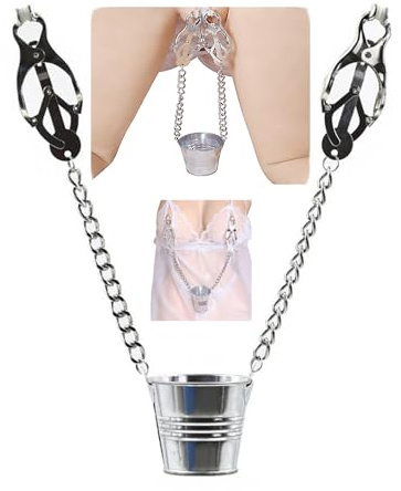 Nippelklemmen Brustwarzen Sex Nipple Clamps mit Metallkette Brustwarzenklemmen für BDSM Erotik SM Sexspielzeug Paare mit Kette Metall kleiner Eimer