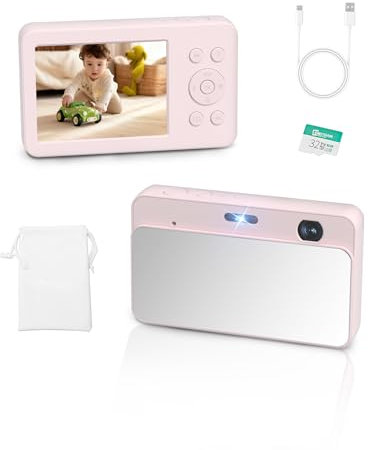 MUTRAIN Appareil Photo numérique Ouvert avec Miroir, Pratique de la Photographie 1080p, Rose, X10, 32G…