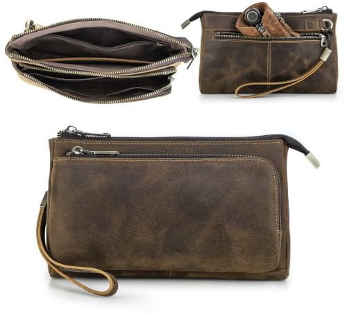 Kabeltasche aus Vintage Vollnarbenleder, Echtleder Zubehörtasche