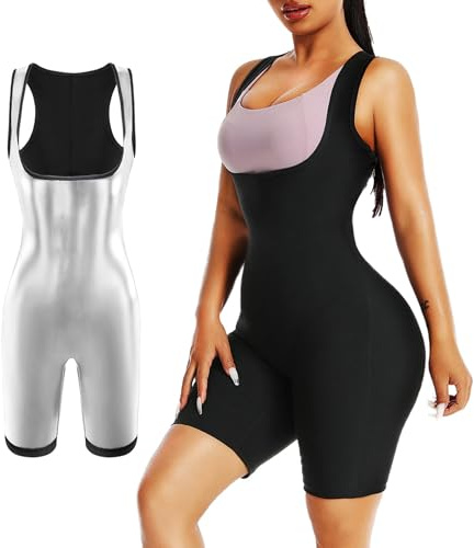 Weyot Tute Dimagranti Donna, Fitness Sudorazione Body Shaper, Tuta per Sudare, Tuta Sauna Dimagrante Donna Effetto Sauna per Palestra Esercizio Cardio Jogging Running,XL,Silver