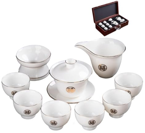 Wanfu Service à thé en porcelaine blanche 165-230 ml