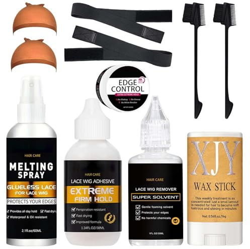 Melting Spray Wig Lace Bond Adhesive for Extensions - Natural Finishing Hold Edge Protect Kit for Front Closure