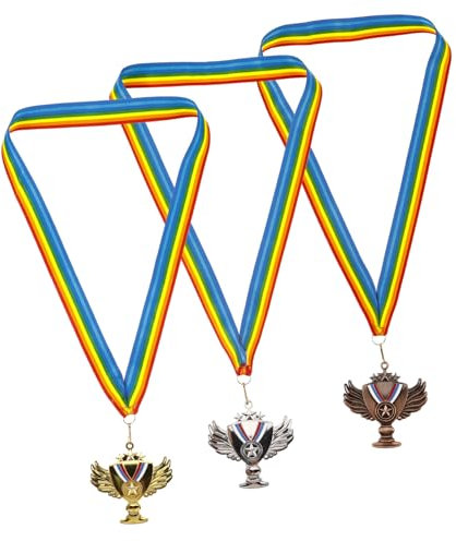 KOMBIUDA 3stücke Preismedaillen Für Sportwettkämpfe Preistrophäen Mit Bällen Hängende Metallmedaillen Für Auszeichnungen Sportmedaillen Für Gewinner Party-requisiten Und Wettkampfmedaillen