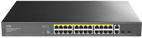 Cudy Switch Ethernet a 26 porte Gigabit e 24 porte PoE+, GS1026PS2 | 24 porte 802.3af/at, 2 porte in fibra ottica, budget di 300 W, capacità di 52 Gbps, professional grade, professi