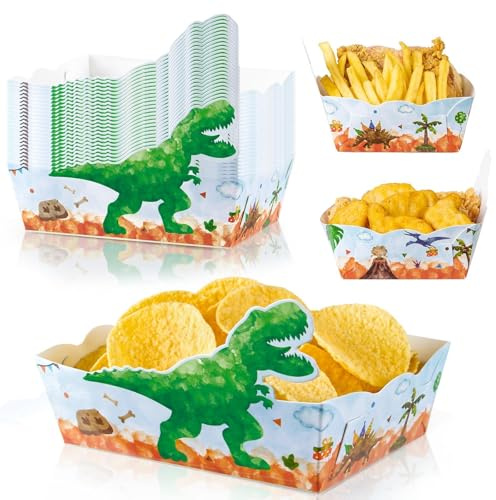 WERNNSAI Dinosaurier Snacktablett – 24 PCS Pack Dino Geburtstags Dekoration Zubehör Kinder Jungen Kindergeburtstag Dinosaurier Popcorn Nachos Serviertabletts Papier Snack Deko Dino Muffinform Grün | Zubehör Kinder Jungen Kindergeburtstag Dinosaurier Popcorn Nachos Serviertabletts Papier Snack Dekoration Dino Muffinform