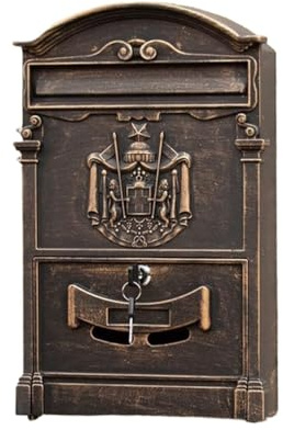 Wall Mounted Mailboxes for Outside,Mailboxes for Outside Wall Mount,Mailboxes & Accessories, Letterbox Posts Wall Mount Mailboxes Galvanized Steel Package Lockers Envelopes Mailing Supplies(Bronze)