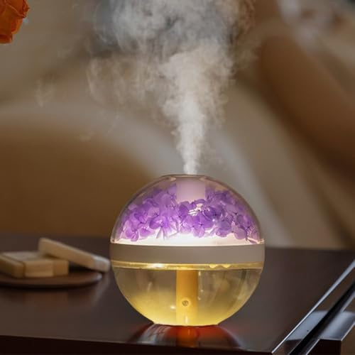 Difusor creativo portátil de 270 ml, humidificador de aire de flores, lámpara nocturna para humidificador casero, humidificador de aire inalámbrico de flores eternas (azul)