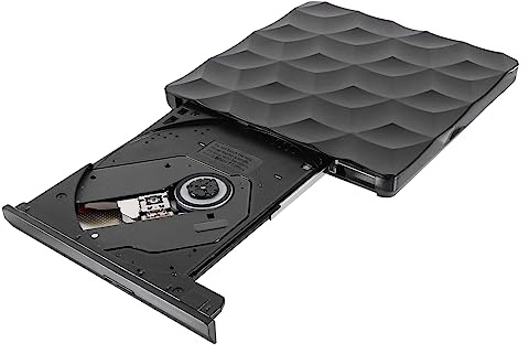 Artibetter Portable Dvd Drive USB 3.0 External Dvd Rom Rewriter Burner Black Plastic Compatible with Windows Xp to 8.6 Media Playback for Laptop and Netbook