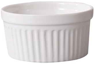 Ramequins en porcelaine blanche Lot de 4 ramequins en céramique allant au four, ramequins for crème brûlée, tasses à pudding, crème anglaise, soufflé, ramiken, sauce à tremper, petite taille(4 oz)