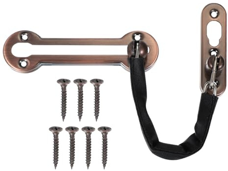 PATIKIL Door Chain Lock, Door Lock Latch Door Guard with Chain Latch for Protect Front Doors Inside Doors with 7 Pcs Screws for Home Bedroom Hotel Apartment, Dark Red