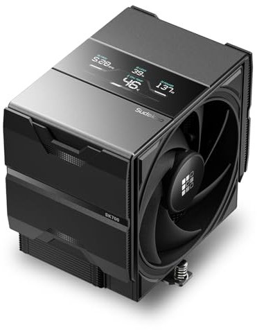 Sudokoo SK700V Disipador CPU AM5 : CPU Cooler AM5 con Pantalla Digital Exlusivo para AM5 - Ventilador CPU 120mm con 7 HeatPipes y Libertad RAM Total, 5 Años de Garantía, Negro