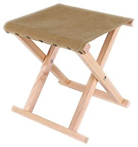 Sgabello pieghevole portatile da pesca in legno con sedia leggera in tela per uso esterno ed interno in colore cachi