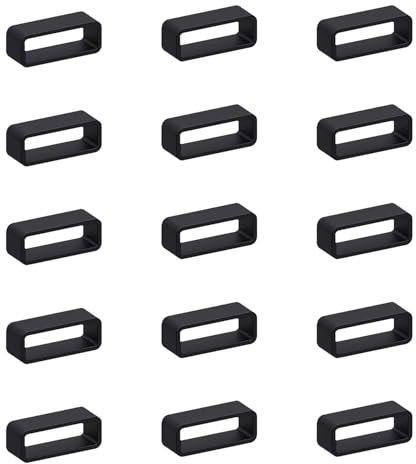 FuzlPnag 15 Stück Silikon Uhrenarmband Schlaufe,20mm Silikonarmband mit Fixer,Ersatz Uhrenband, Armbanduhr Schlaufe,Uhrenarmband Schlaufe,Ersatz-Gummiverschlüsse aus Armband Schlaufe(Schwarz)