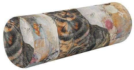 WDdZzyy Katzenkissen, künstlerisches Graffiti-Schmetterling, Retro-Kissen, dekorativ, mit abnehmbarem, waschbarem Bezug, Zylinder-Nackenrolle für Kopf, Nacken, Rücken, Beine und Yoga