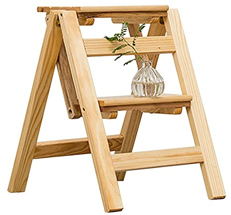 DONGGANSHI Scaletta in Legno Pieghevole per Uso Domestico, con 2 gradini, Sgabello per Cucina, sedie da Arrampicata per Uso Domestico, per Interni ed Esterni, Portatile, in Legno massello.
