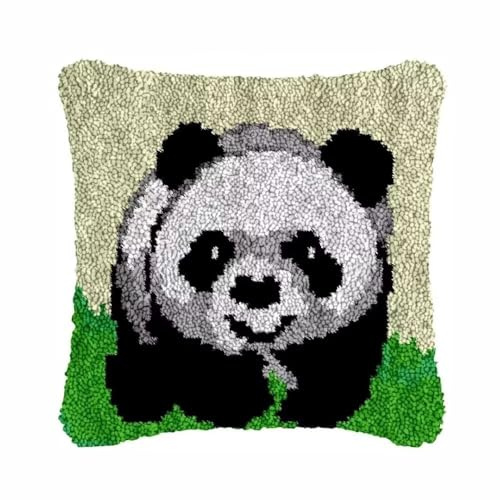 ROCKY&CHAO Knüpfkissen-Set, 43 * 43 cm, DIY Knüpfhaken, Faultier-Kissenbezug, Teppich-Stickset, Häkel-Leinenmuster, Handarbeiten für Kinder, Erwachsene und Anfänger, BD-036