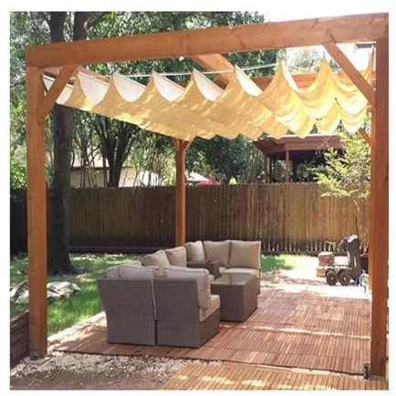 Générique Auvent ondulé, Pare-Soleil rétractable sur Mesure pour pergola, Pare-Soleil rétractable pour pergola, Respirant, filtrant la lumière, avec kit de Rail Coulissant, Voile d'ombrage r