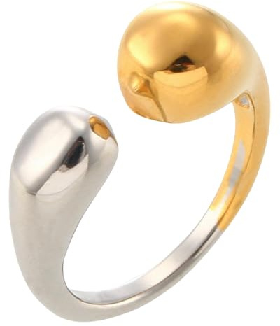 Jpltlvy Tropfenring mit offenem Ende Edelstahl Gold Versilbert Minimalistischer Schmuck Trendige Damen Tägliche Accessoires Geschenk
