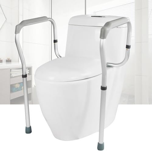 Supporto per WC per anziani, altezza regolabile 65-75 cm, supporto WC con braccioli, per anziani, disabili e donne incinte