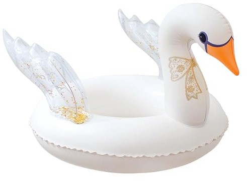 ACTOYS Salvagente Bambino, Salvagente Bambina Cigno, Ciambella Gonfiabile, Anello di Nuoto, 5-10 Anni, 70 cm, Giochi Piscina, per Piscina e Spiaggia (Oca di pizzo 70)
