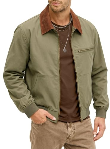 HOTake Bomber Jacket for Men Lightweight Varsity Jackets Chamarras Para Hombre L Olive Green