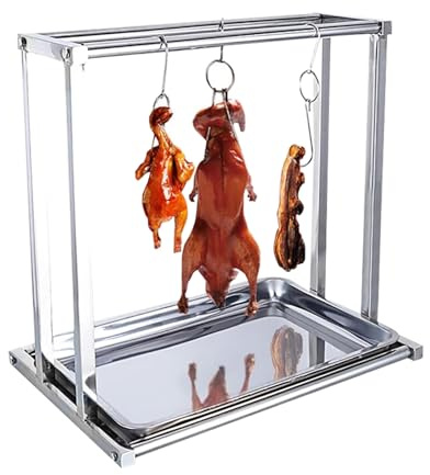 Grill Barbecue Rack Espositore per Pancetta in Acciaio Inossidabile con Vassoio raccogli-Gocce, scaffale per Anatra arrosto Commerciale/Domestica, scaffale per Essiccazione(H - 80cm (31 1/2in))