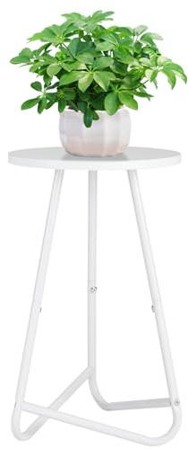 HDANI 50cm Rund Pflanzenständer,Blumenständer,Pflanzenregal aus Holz und Metall,Modernes Regal für Zimmerpflanzen für Wohnzimmer, Balkon und Büro,Weiß