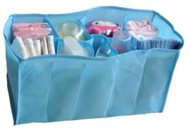 PLAFOPE Multifunktionaler Wickeltaschen Organizer Blauer Innenbeutel mit Fächern Praktischer Windelsack für Neue Mütter Strapazierfähiges Vliesstoff material für Flaschen Snacks und